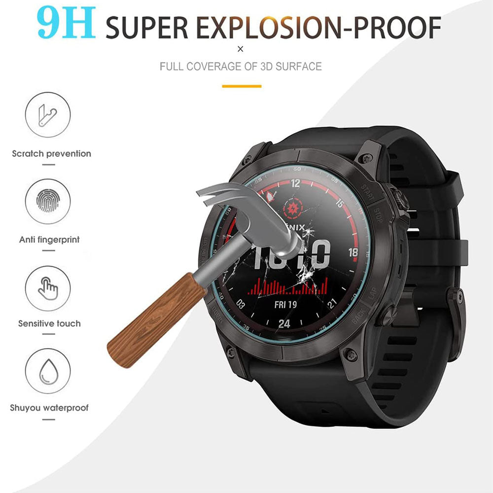 For Garmin Fenix 7X 0.3mm Arc Edge Explosion-proof Tempered Glass Watch Screen Protector Film