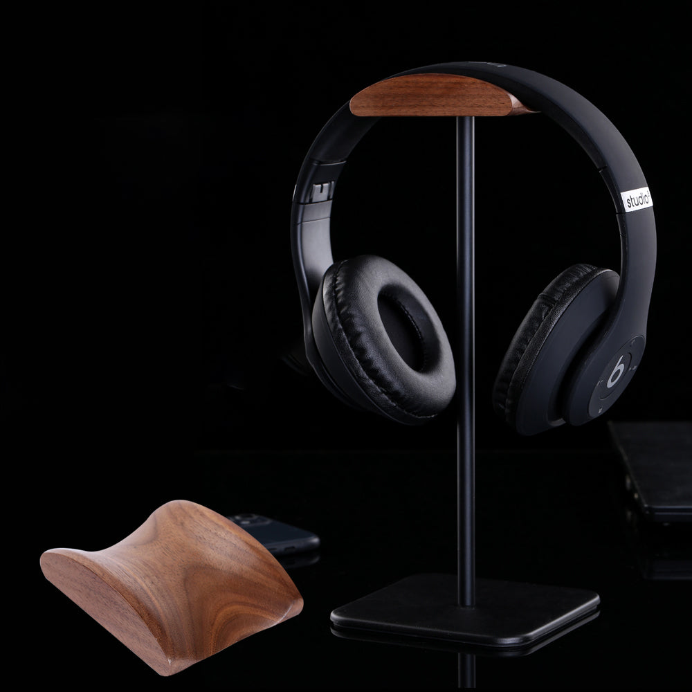 JD061 Headphone Stand Aluminum Holder Wood Top Headphone Stand Hanger