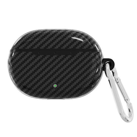 Carbon Fiber Texture Protective Case Bluetooth Earphone TPU Cover with Carabiner for Beats Studio Buds