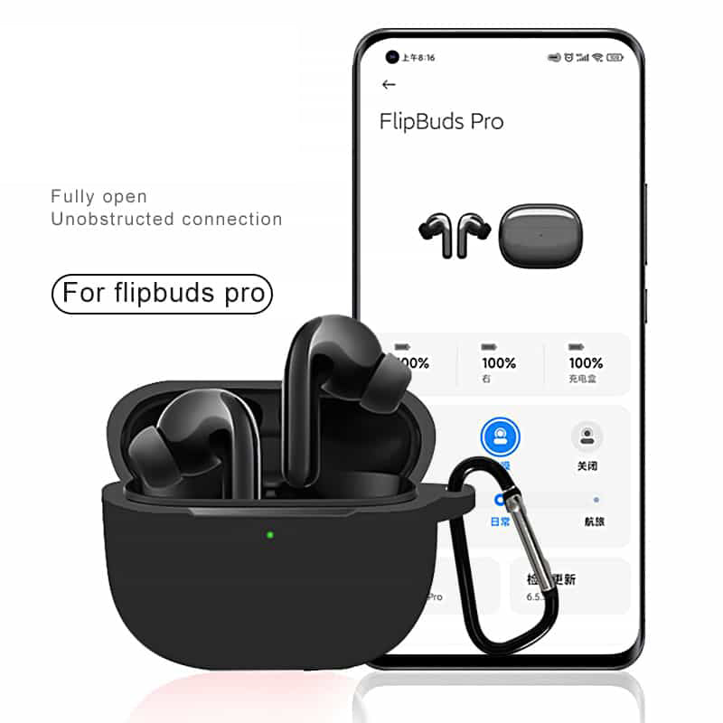 For Xiaomi FlipBuds Pro Soft Silicone Case Shock-Absorbing Protective Earphone Sleeve with Anti-loss Hook