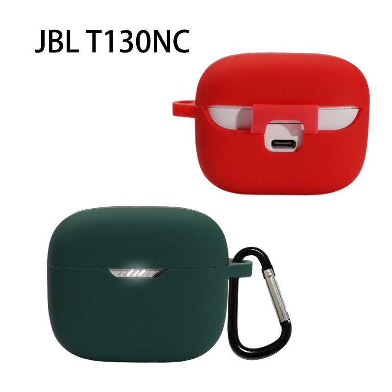 For JBL TUNE 130NC Bluetooth Earphone Silicone Protective Case Headphone Anti-fall Cover with Anti-lost Buckle