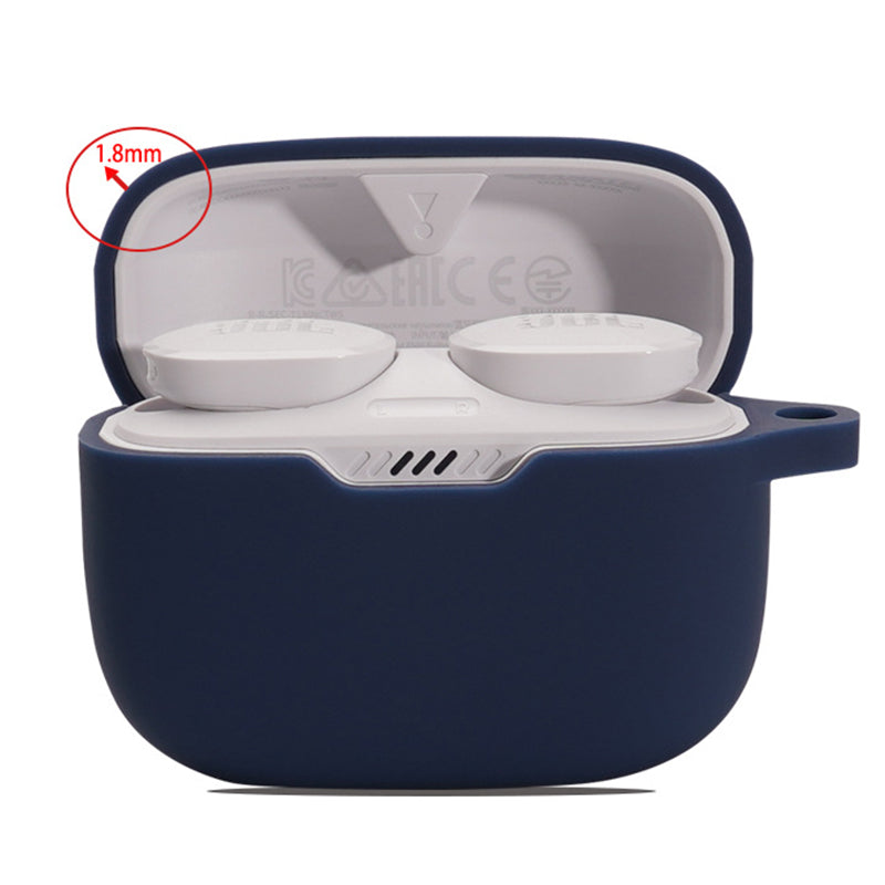 For JBL TUNE 130NC Bluetooth Earphone Silicone Protective Case Headphone Anti-fall Cover with Anti-lost Buckle