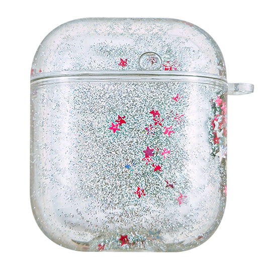 For Apple AirPods 1/2/with Charging Case (2016)/with Charging Case (2019)/with Wireless Charging Case (2019) Glittering Powder Quicksand Clear Based PC Cover Case