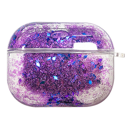 For Apple AirPods Pro Stylish Glittering Powder Quicksand Clear Based PC Full Protection Cover Case