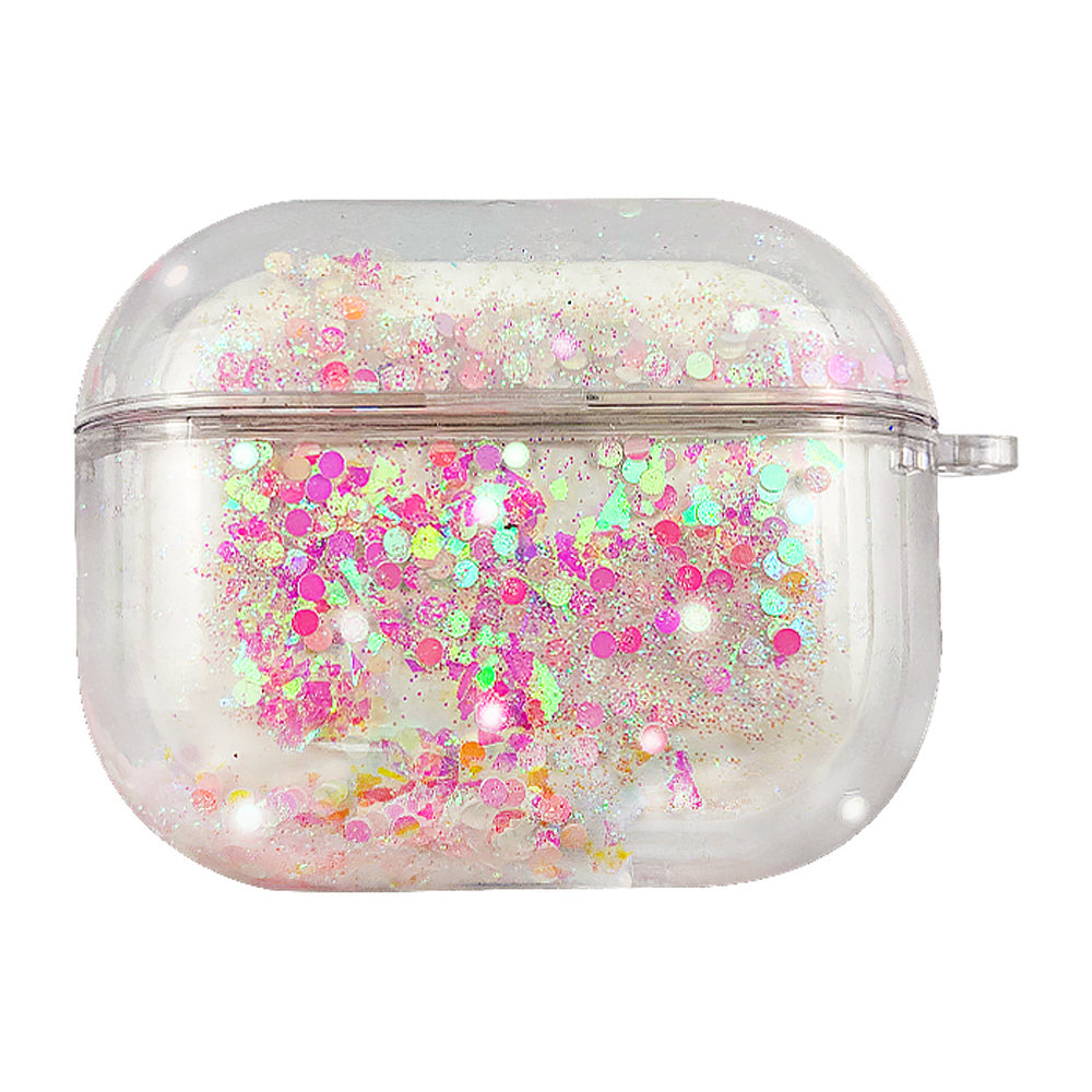 For Apple AirPods Pro Stylish Glittering Powder Quicksand Clear Based PC Full Protection Cover Case