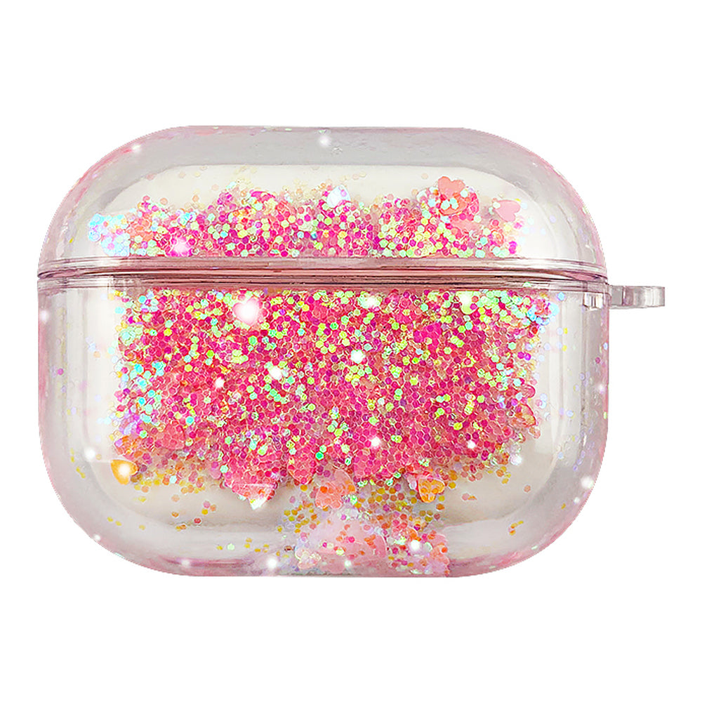 For Apple AirPods Pro Stylish Glittering Powder Quicksand Clear Based PC Full Protection Cover Case