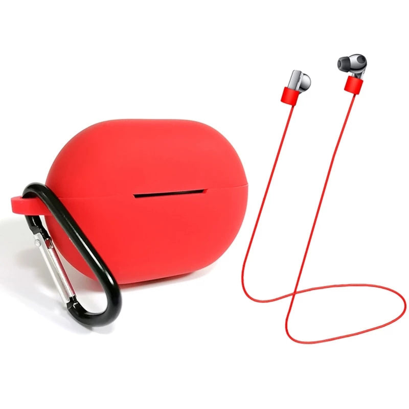 3Pcs/Set For Huawei Freebuds Pro Case Set Earbuds Soft Silicone Protective Kit with Neck Strap/Carabiner