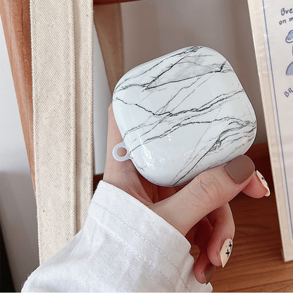 For Beats Fit Pro Bluetooth Earphone Hard PC Protective Case Marble Pattern Anti-drop Dustproof Cover