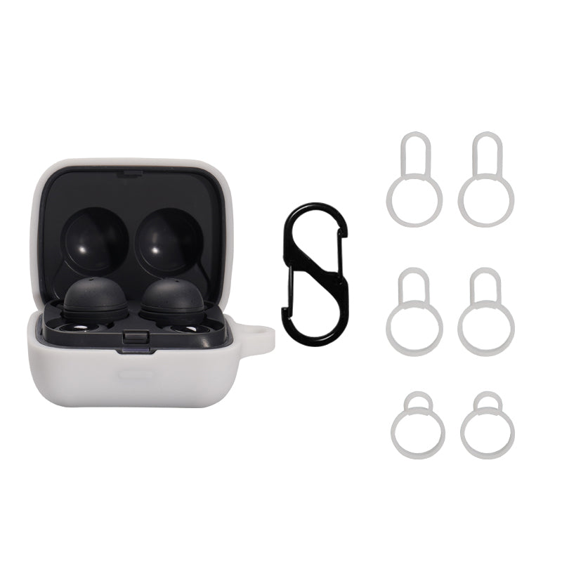 For Sony Linkbuds/WF-L900 Earphone Charging Case Silicone Protective Cover with 3 Sizes Ear Tips and Hanging Buckle