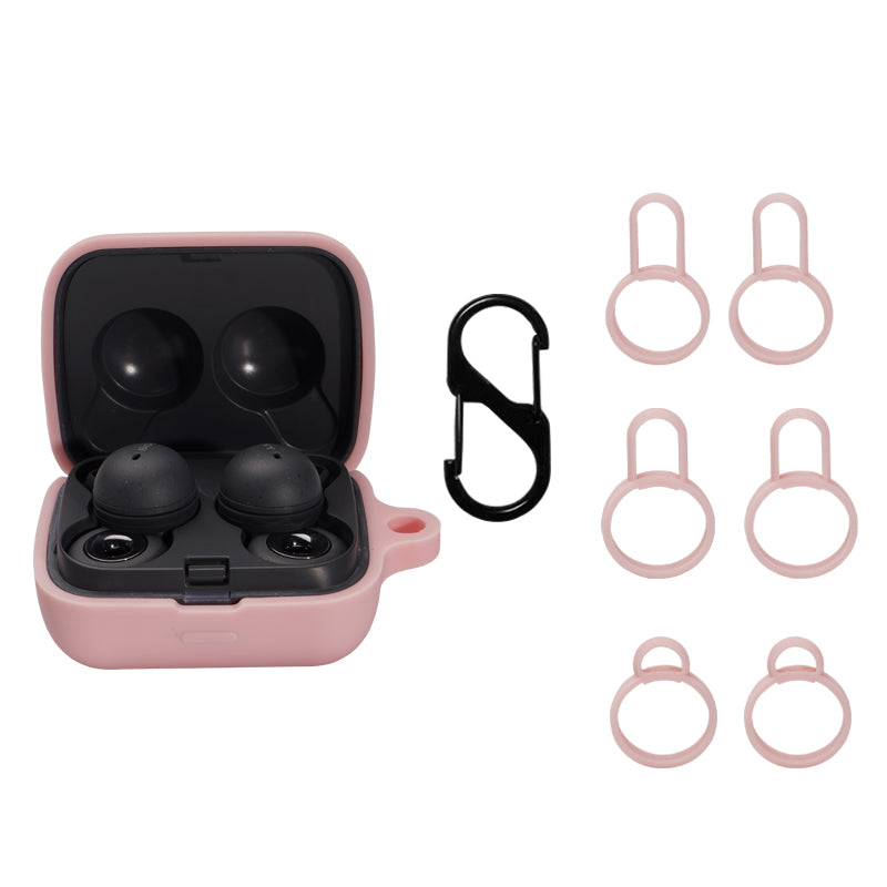 For Sony Linkbuds/WF-L900 Earphone Charging Case Silicone Protective Cover with 3 Sizes Ear Tips and Hanging Buckle