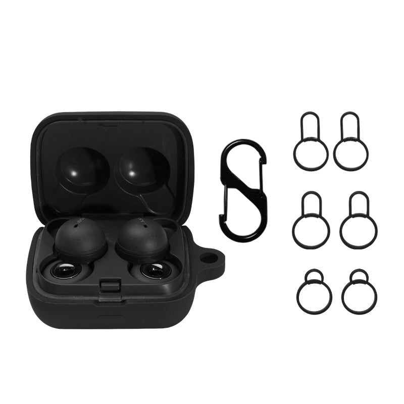 For Sony Linkbuds/WF-L900 Earphone Charging Case Silicone Protective Cover with 3 Sizes Ear Tips and Hanging Buckle