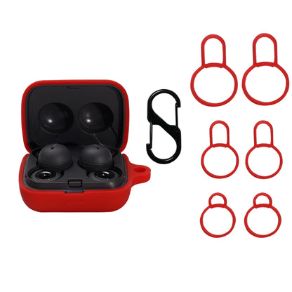 For Sony Linkbuds/WF-L900 Earphone Charging Case Silicone Protective Cover with 3 Sizes Ear Tips and Hanging Buckle