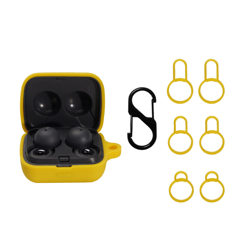 For Sony Linkbuds/WF-L900 Earphone Charging Case Silicone Protective Cover with 3 Sizes Ear Tips and Hanging Buckle