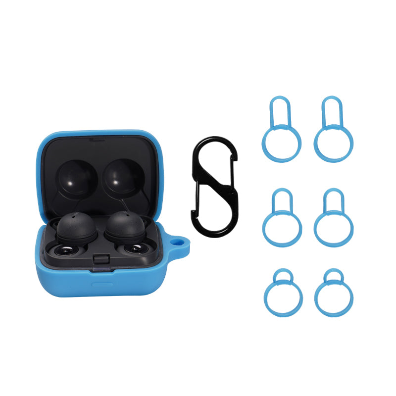 For Sony Linkbuds/WF-L900 Earphone Charging Case Silicone Protective Cover with 3 Sizes Ear Tips and Hanging Buckle