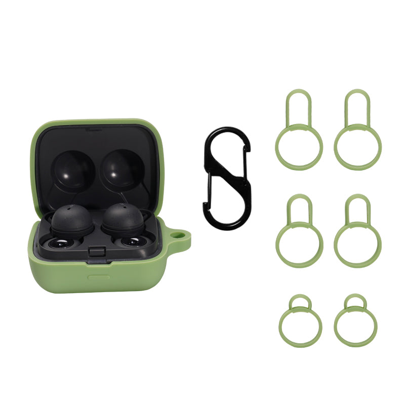 For Sony Linkbuds/WF-L900 Earphone Charging Case Silicone Protective Cover with 3 Sizes Ear Tips and Hanging Buckle