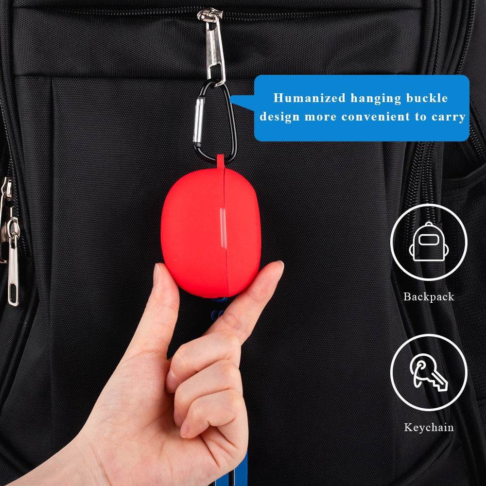 For Realme Buds Air 3 Soft Silicone Shockproof Anti-fall Bluetooth Earphone Protective Case Shell with Buckle