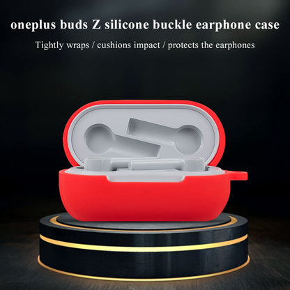 For OnePlus Buds Z Soft Silicone Anti-fingerprint Anti-drop Bluetooth Earphone Protective Case Cover with Buckle