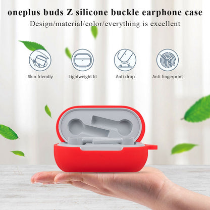 For OnePlus Buds Z Soft Silicone Anti-fingerprint Anti-drop Bluetooth Earphone Protective Case Cover with Buckle