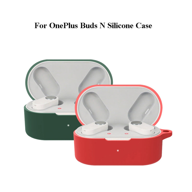 For OnePlus Buds N Bluetooth Earphone Silicone Cover Anti-scratch Case with Anti-lost Buckle