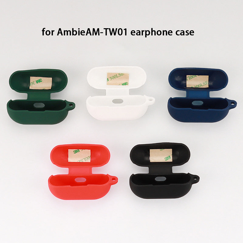 Silicone Case for Sony Ambie AM-TW01, Bluetooth Earphone Charging Box Protective Cover with Anti Loss Buckle