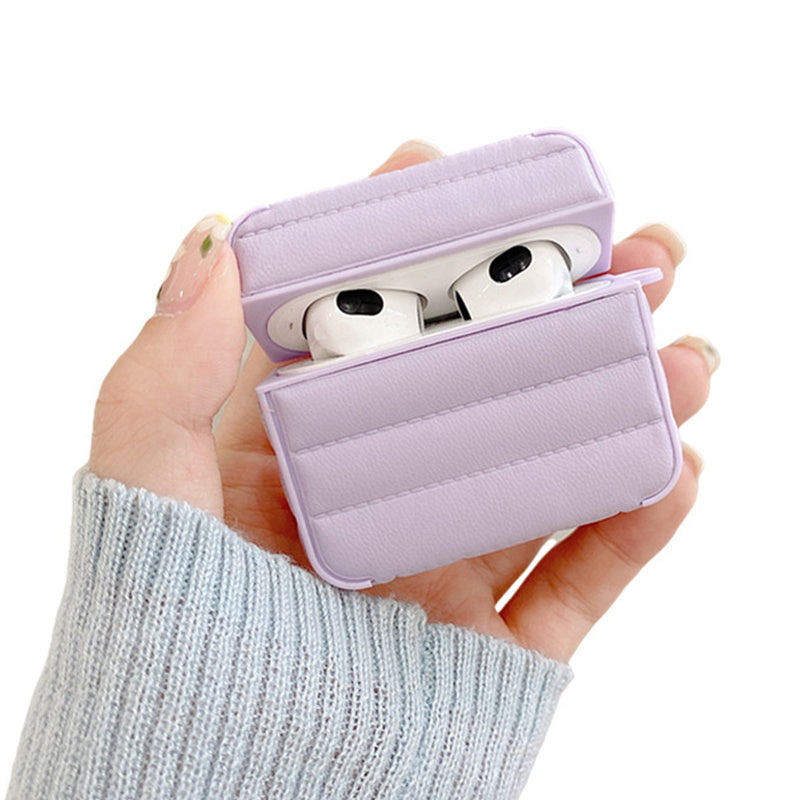 For Apple AirPods 3 Shockproof Earphone Case PU Leather Coated TPU Protective Charging Cover