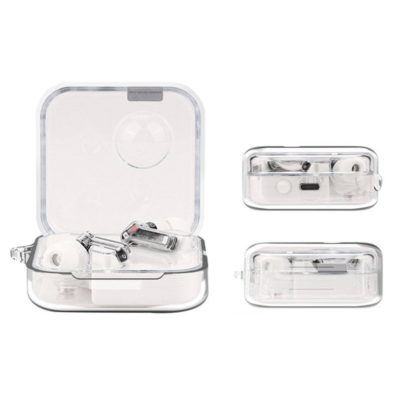 For Nothing Ear (1) Bluetooth Earphone Transparent Silicone Case Anti-scratch Protective Cover with Anti-lost Buckle