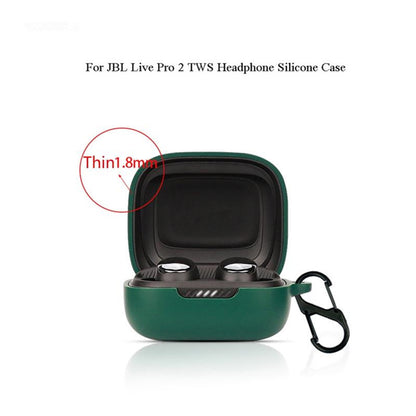 For JBL Live Pro 2 TWS / JBL Live Free 2 TWS Bluetooth Earbuds Silicone Case Cover Drop-Proof Soft Protector with Anti-Lost Buckle