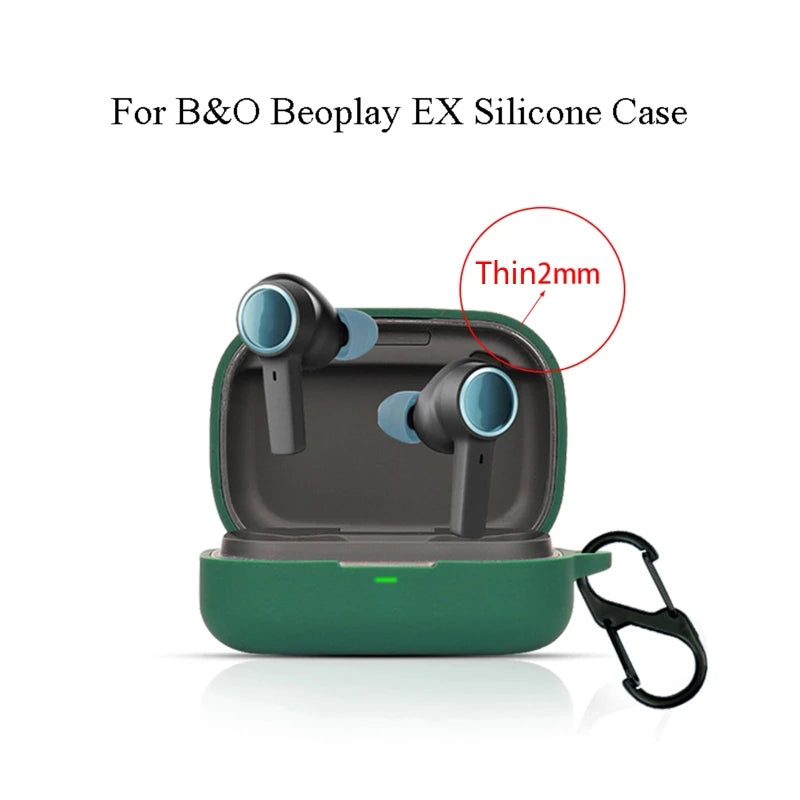 For B&O Beoplay EX Bluetooth Earphone Anti-drop Silicone Cover Protective Case with Anti-lost Buckle