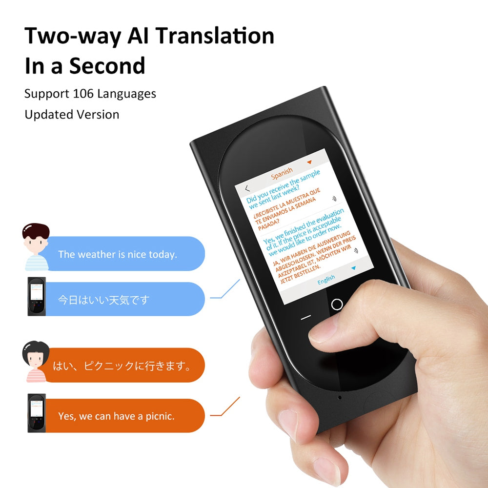 VORMOR T10 4G Offline Language Translation Device USB Rechargeable 106 Languages Instant Two Way AI Voice Translator with 2.4 Inch HD Screen