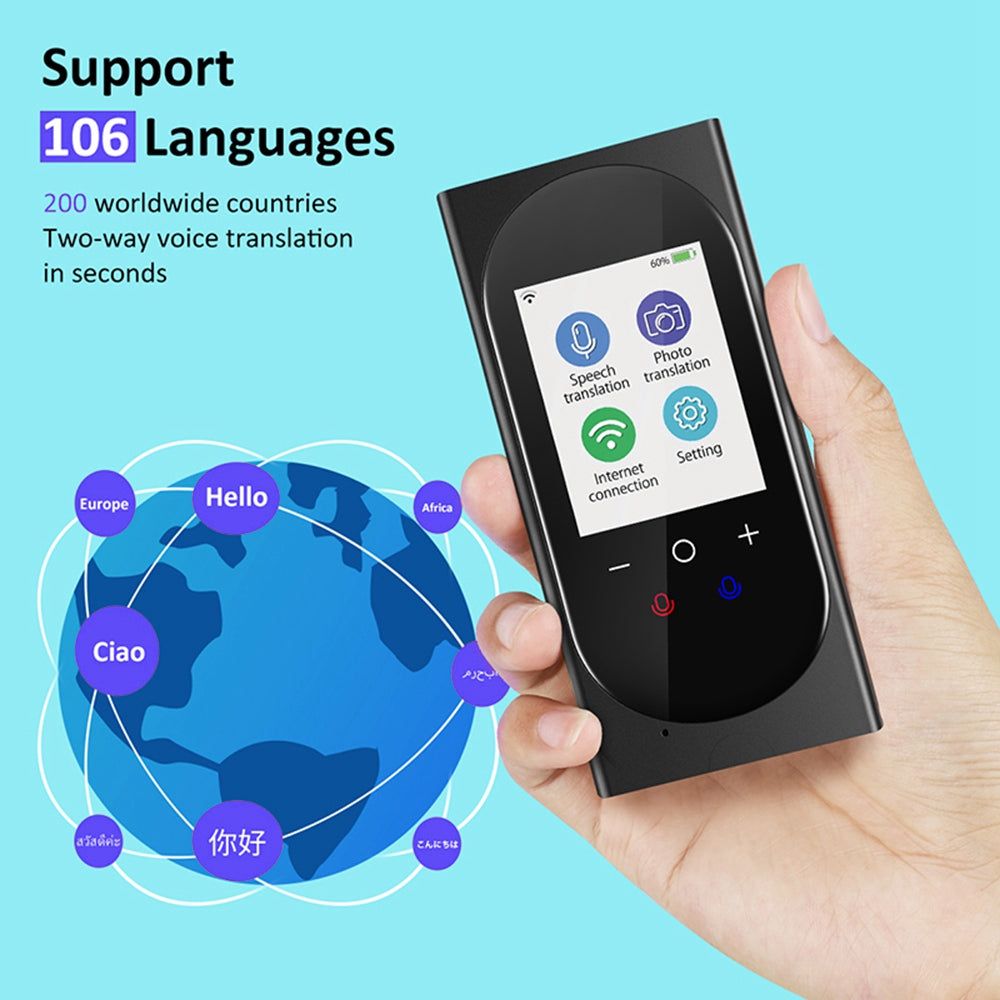 VORMOR T10 4G Offline Language Translation Device USB Rechargeable 106 Languages Instant Two Way AI Voice Translator with 2.4 Inch HD Screen