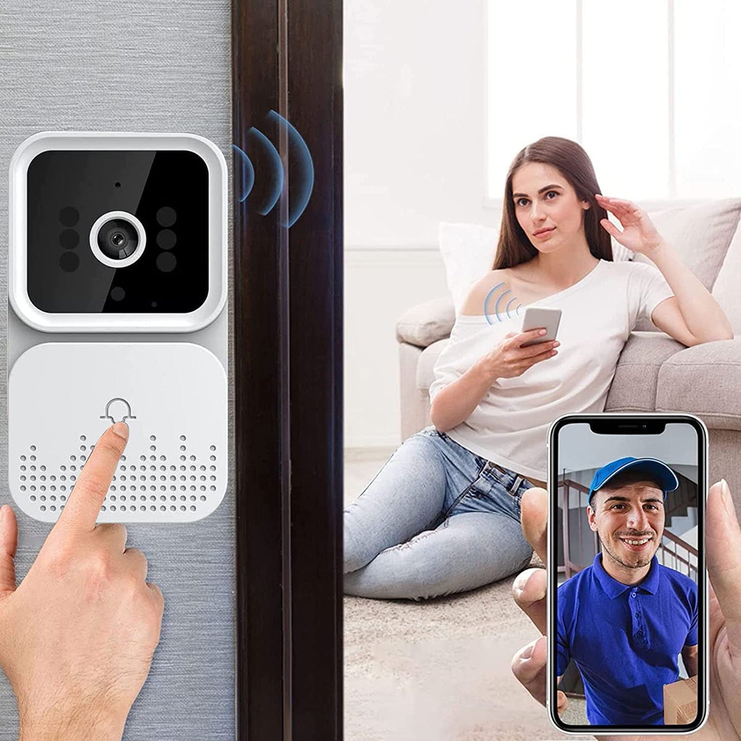 M-01 Smart Doorbell Camera Remote Controlled HD Two-way Audio Call Door Bell Night Vision Cam Monitor for Home