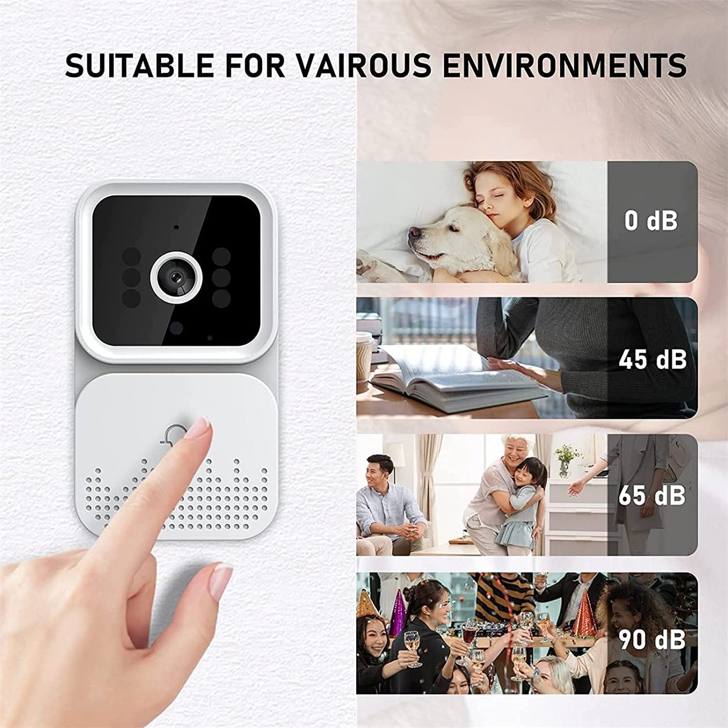 M-01 Smart Doorbell Camera Remote Controlled HD Two-way Audio Call Door Bell Night Vision Cam Monitor for Home