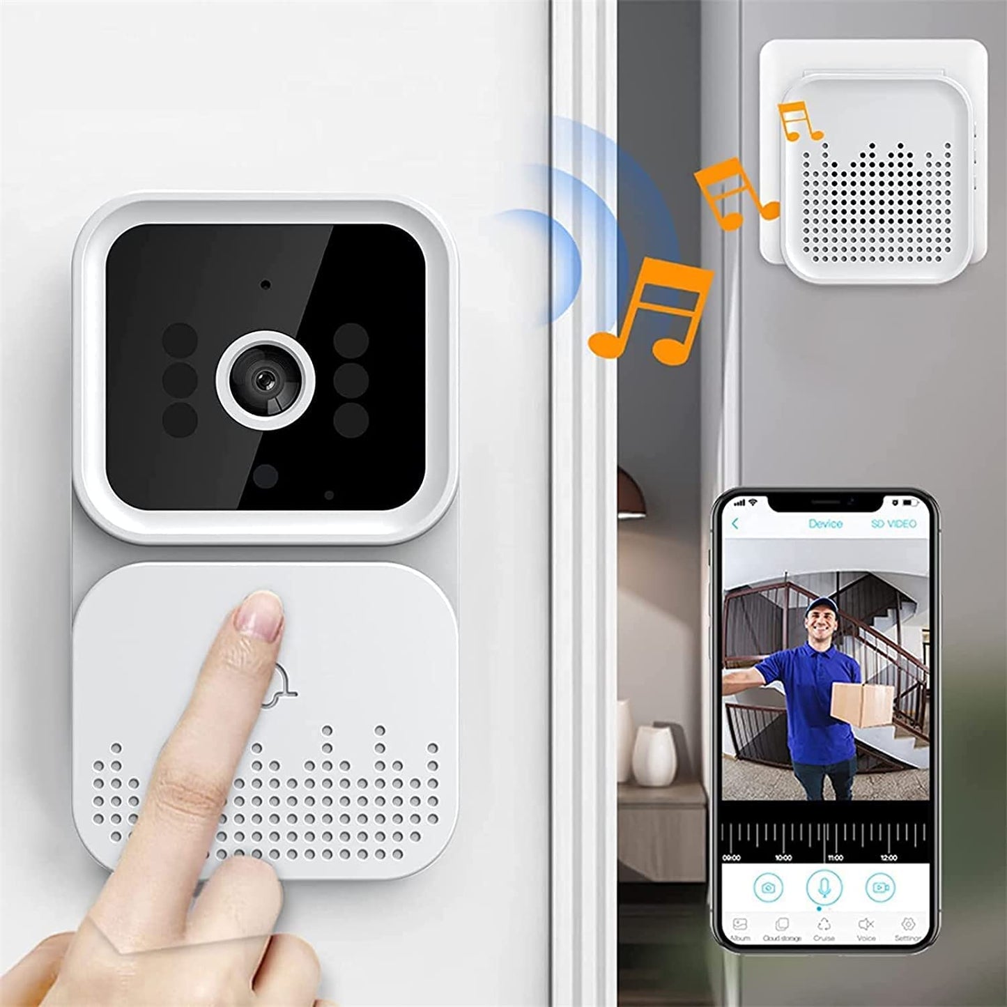 M-01 Smart Doorbell Camera Remote Controlled HD Two-way Audio Call Door Bell Night Vision Cam Monitor for Home