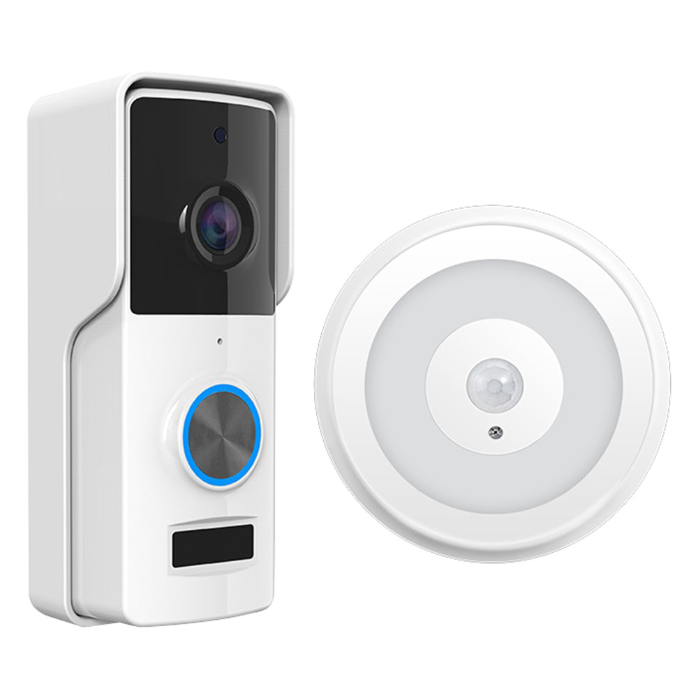 WF005-708BD Wireless Doorbell Camera 2.4G WiFi Door Bell with Motion Detector, Night Vision, 2-Way Audio, 128G TF Card Storage