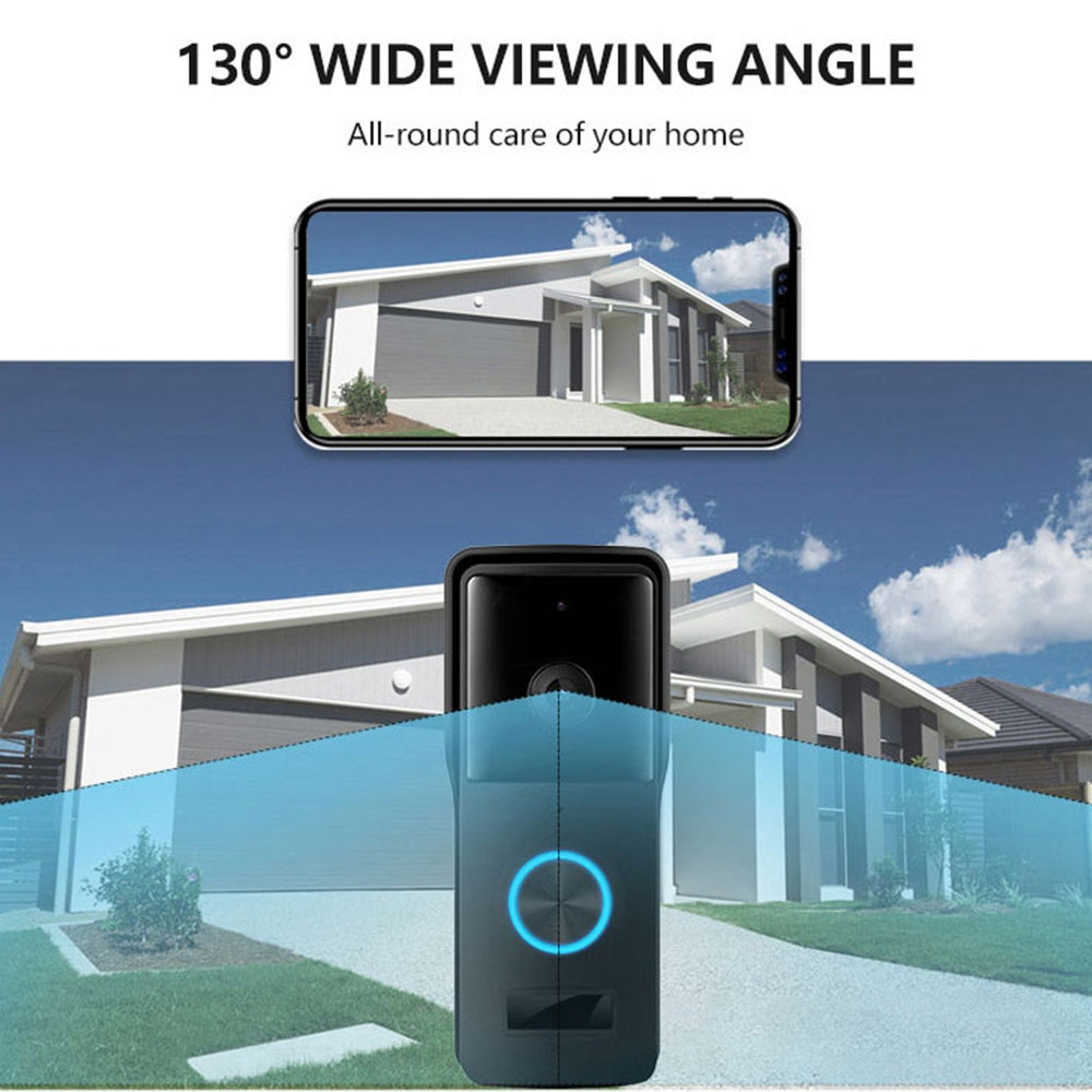 WF005-708BD Wireless Doorbell Camera 2.4G WiFi Door Bell with Motion Detector, Night Vision, 2-Way Audio, 128G TF Card Storage