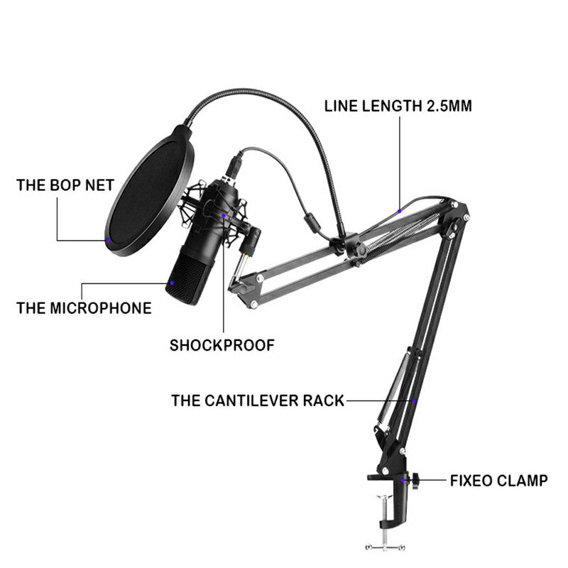 BM700 192KHz/24Bit High Sampling Rate USB Computer Microphone Set