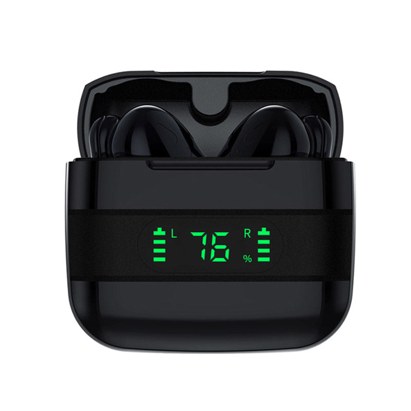 V12 Wireless Bluetooth Earphones Half In-Ear Earbuds Stereo Headset with Digital Display Charge Case