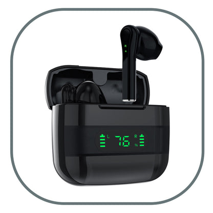 V12 Wireless Bluetooth Earphones Half In-Ear Earbuds Stereo Headset with Digital Display Charge Case