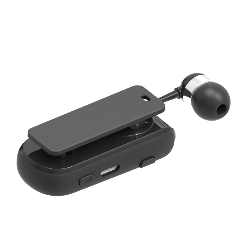 Business Wireless Bluetooth Headset Telescopic Type Collar Clip HD Sound Quality Earphone with Mic