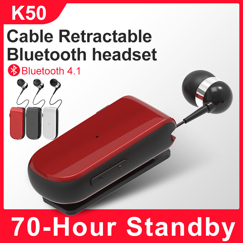 Business Wireless Bluetooth Headset Telescopic Type Collar Clip HD Sound Quality Earphone with Mic