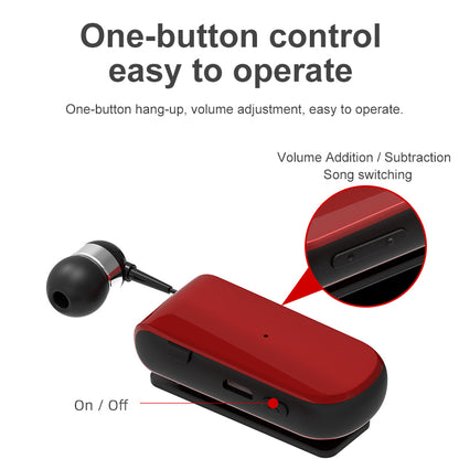 Business Wireless Bluetooth Headset Telescopic Type Collar Clip HD Sound Quality Earphone with Mic