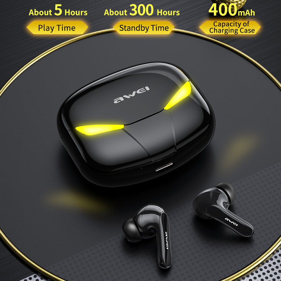 AWEI T35 HiFi TWS Bluetooth ENC Earphone Wireless Sport Game Music Touch Waterproof AAC Stereo Headset with Mic