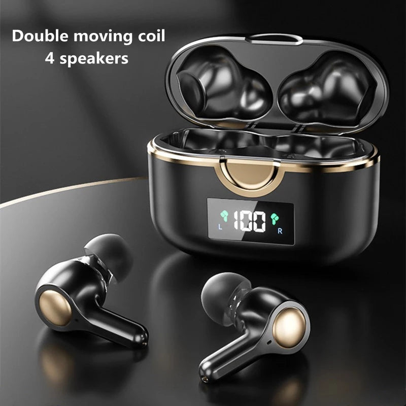 T22 TWS Dual Dynamic Drivers Wireless Noise Canceling Headset LED Power Display Bluetooth HiFi Earphone Earbuds