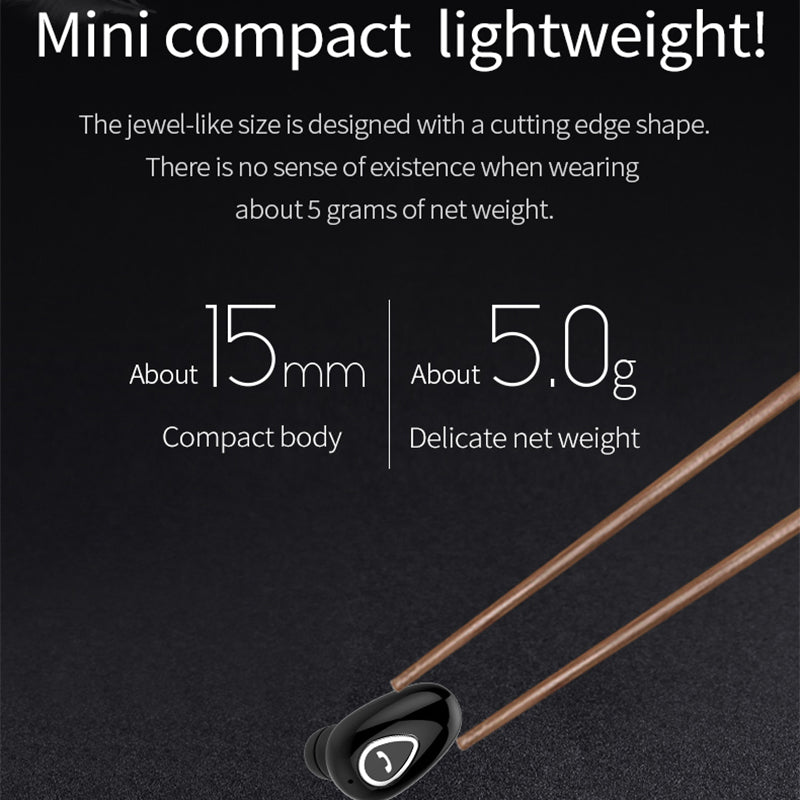 X01 Sports Invisible Mini Single Earbud Stereo Sound Wireless Bluetooth In-ear Earphone