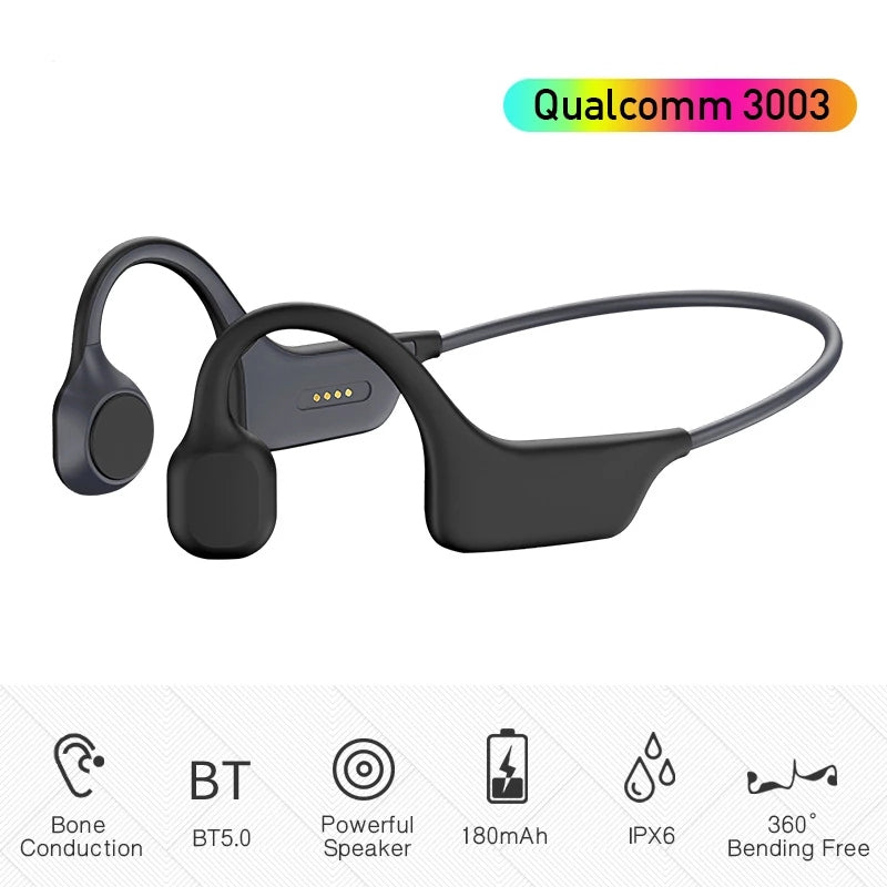 DG08 Wireless Bluetooth Bone Conduction Headphones Stereo IPX6 Waterproof Sports Headset Earphone with Microphone