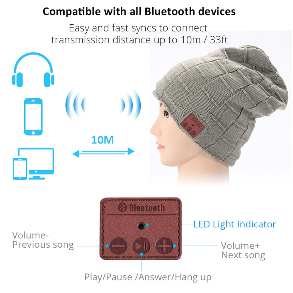 RG5 Bluetooth Beanie Hat Bluetooth Speaker Hat Adjustable Bluetooth Cap Wireless Smart Speakerphone Cap for Outdoor Sports