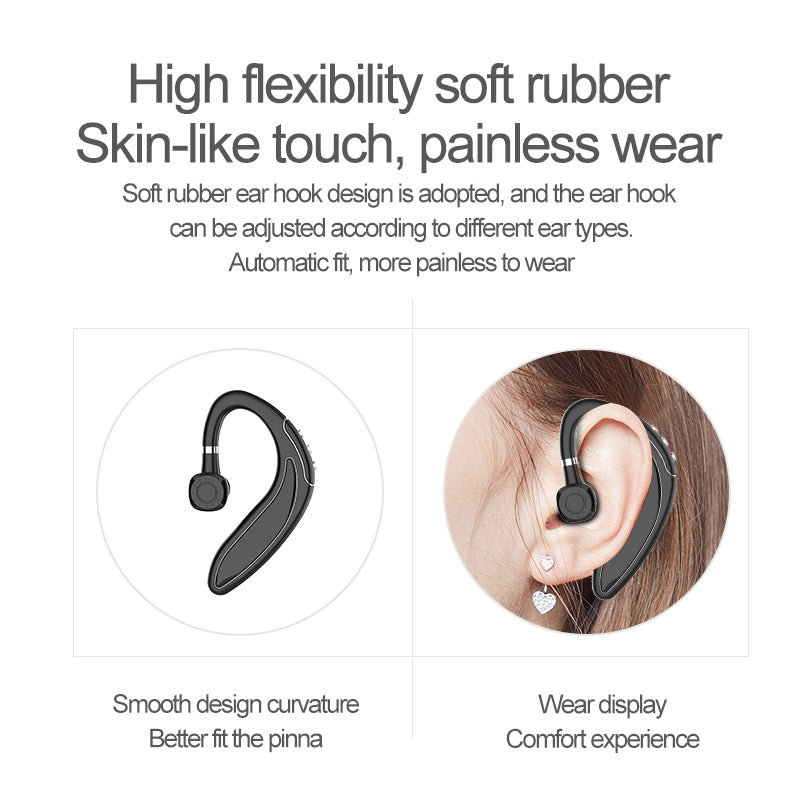 HMB-18 Business Bluetooth Single Ear Headset Free Hands Earphones Double Noise Reduction Sports Headphones