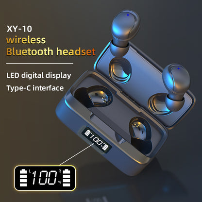 XY-10TWS Mini TWS Bluetooth 5.1 Earphone Earbuds Digital Power Display In-ear Wireless Sports Stereo Music Headset with Mic