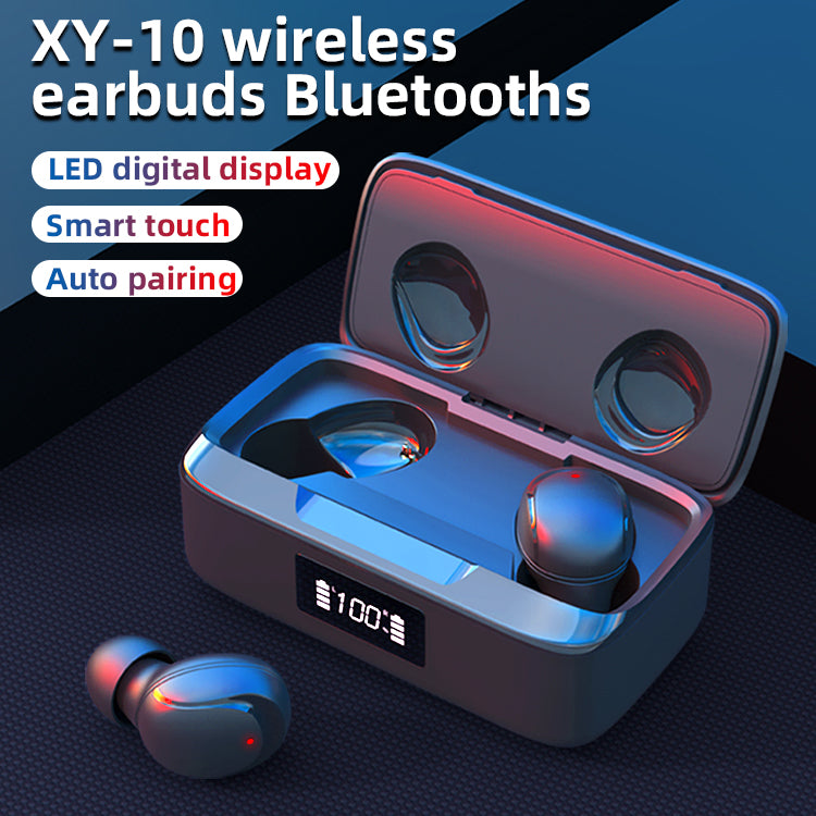 XY-10TWS Mini TWS Bluetooth 5.1 Earphone Earbuds Digital Power Display In-ear Wireless Sports Stereo Music Headset with Mic