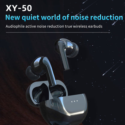 XY-50 TWS Wireless Bluetooth Headphones ANC Active Noise Canceling Earbuds with Mic